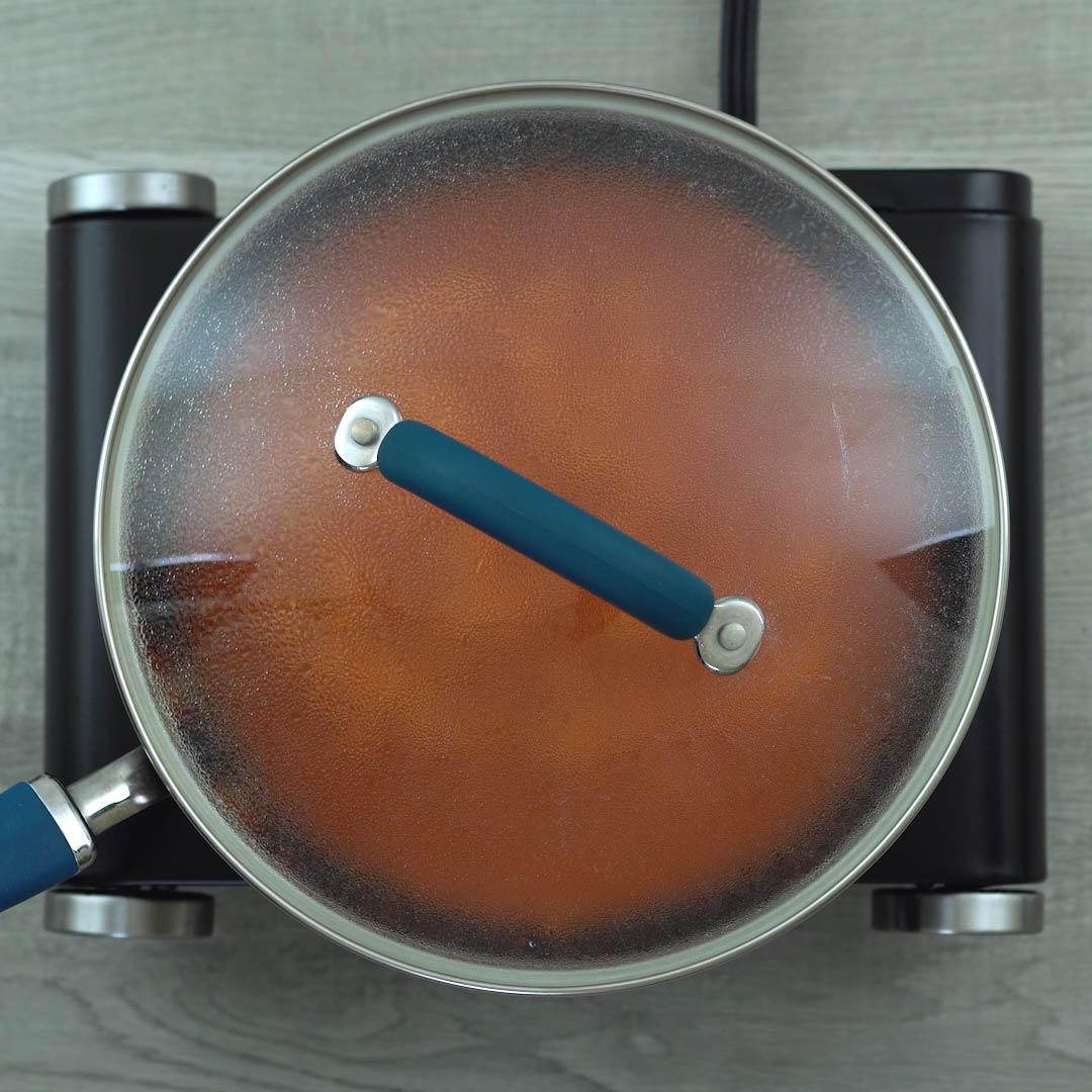 chili paste is cooking with lid closed