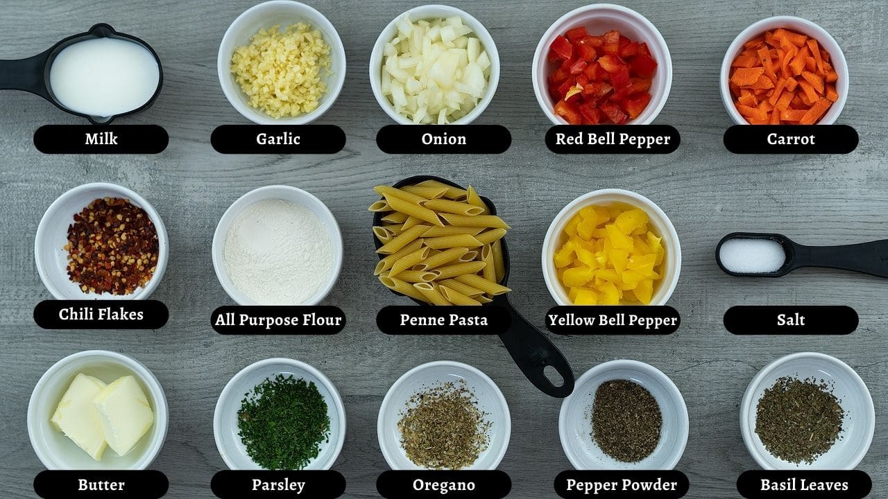 White Sauce Pasta Ingredients