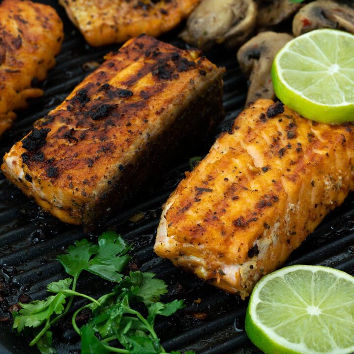 Grilled Salmon in a pan