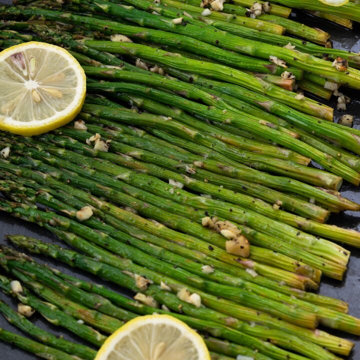 Oven Roasted Asparagus in a tray