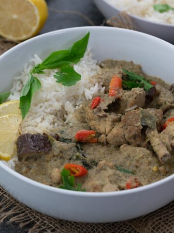 Thai Green Curry in a bowl