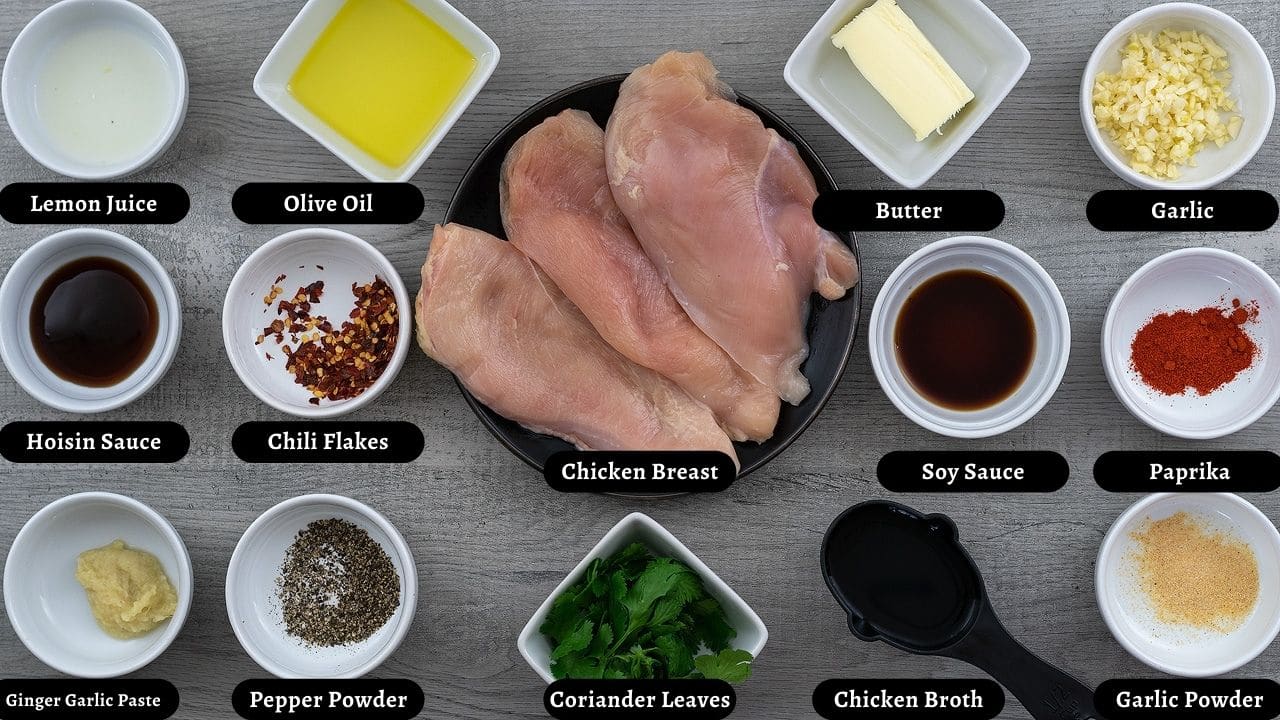 Garlic Butter Chicken Ingredients on a table