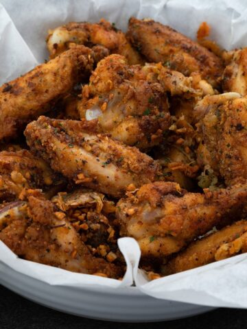 Garlic Parmesan Chicken Wings in a plate