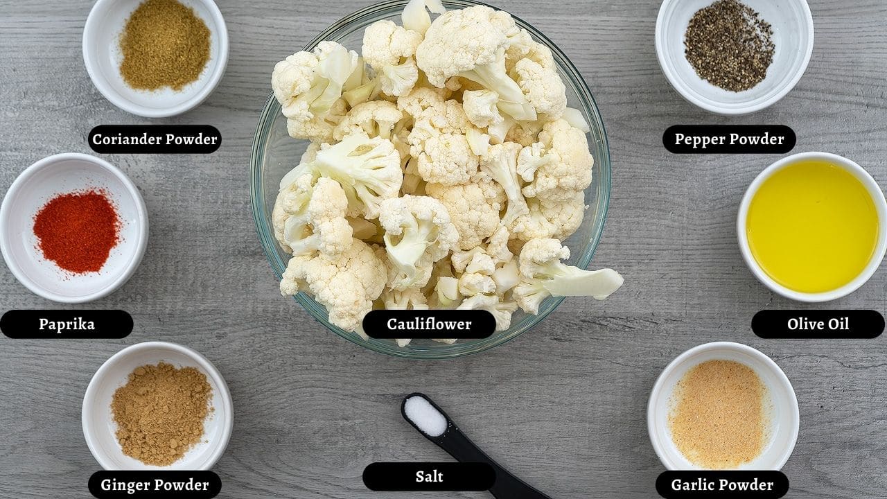 Roasted Cauliflower Ingredients on the table