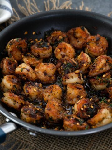 Garlic Butter Shrimp in a pan