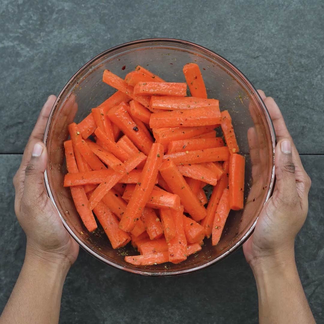 Seasoned carrots in a bowl