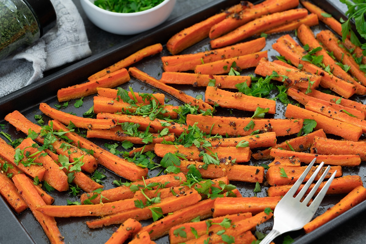 Roasted Carrots in a tray