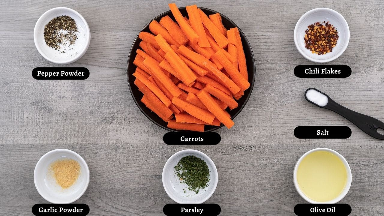 Roasted Carrots Ingredients on a table