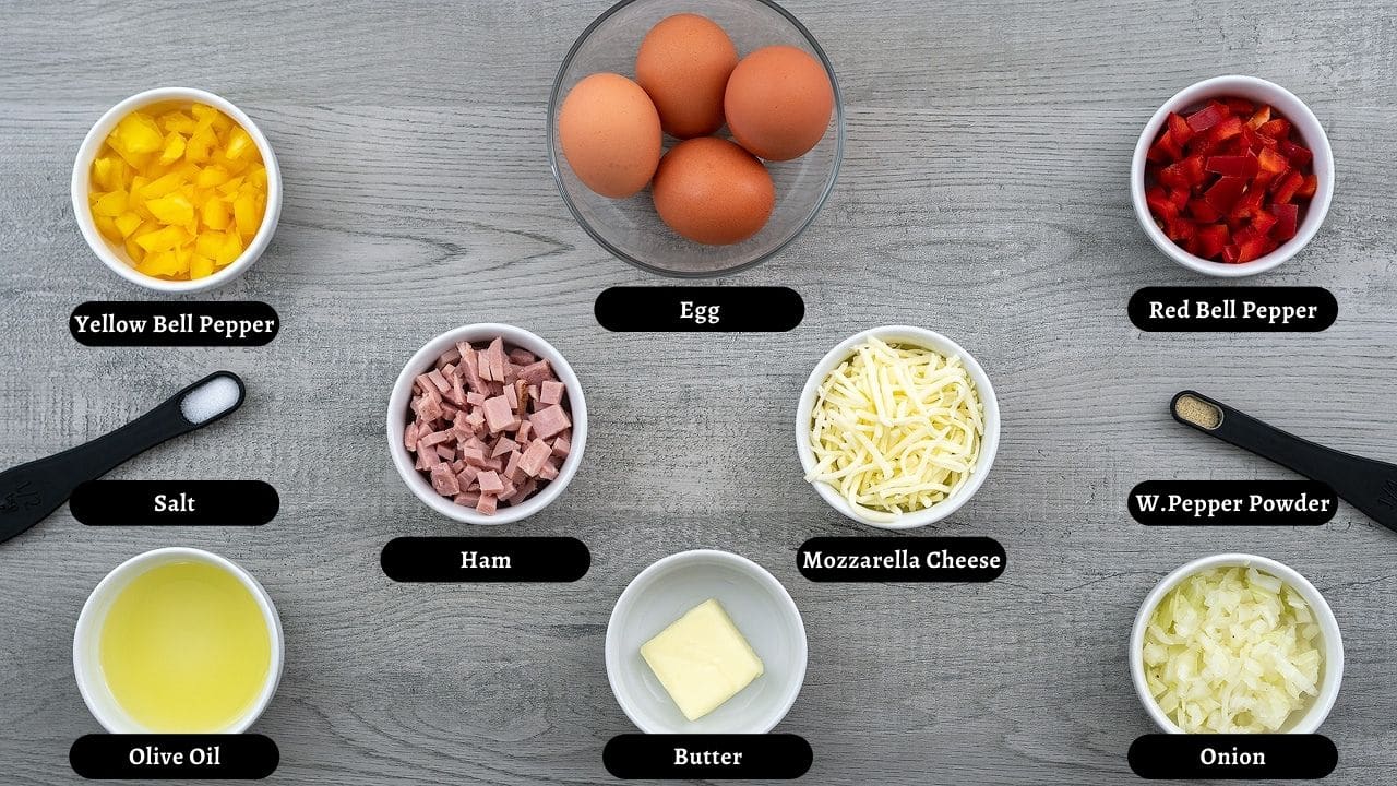 Western Omelet Ingredients on a table