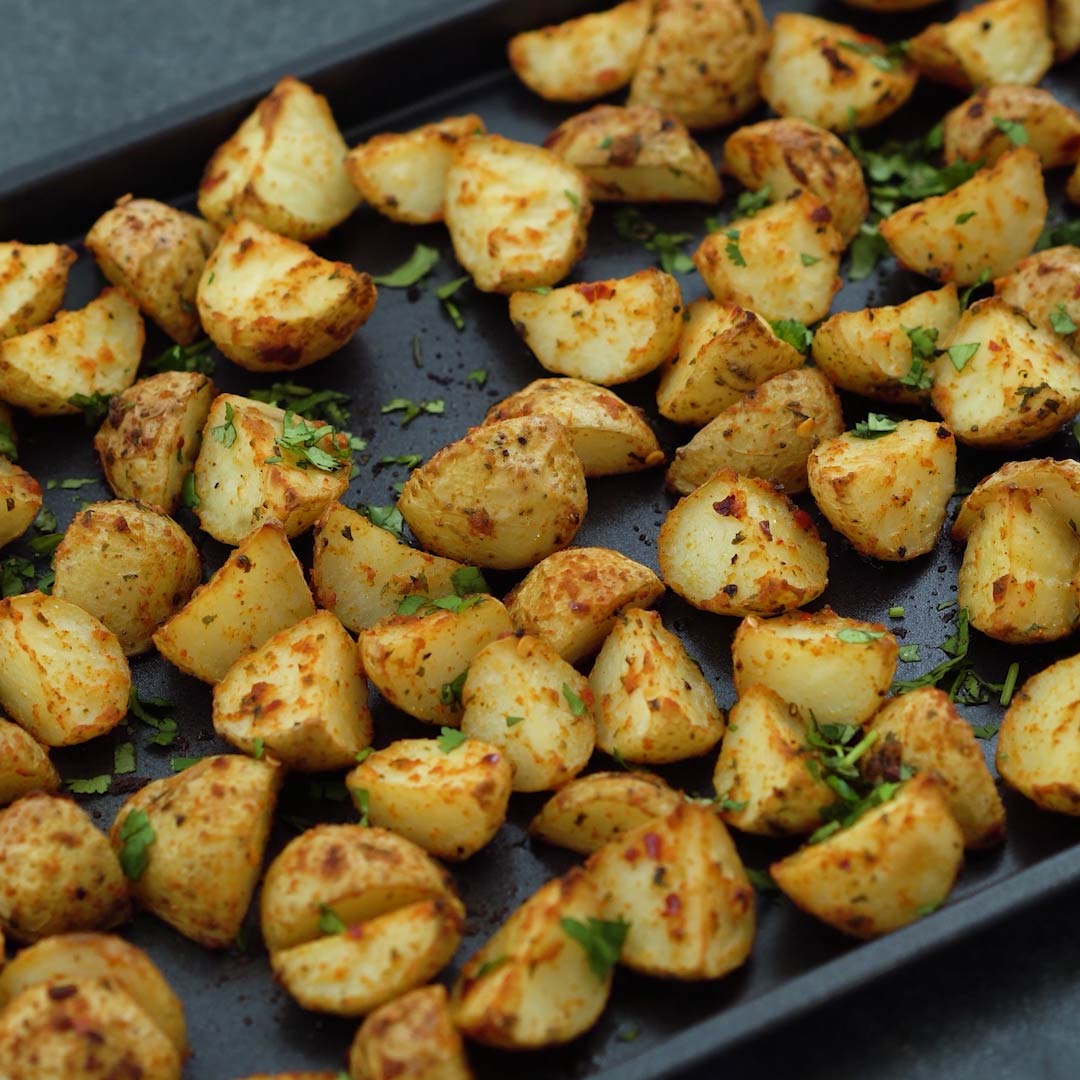 Oven Roasted Potatoes in a baking tray