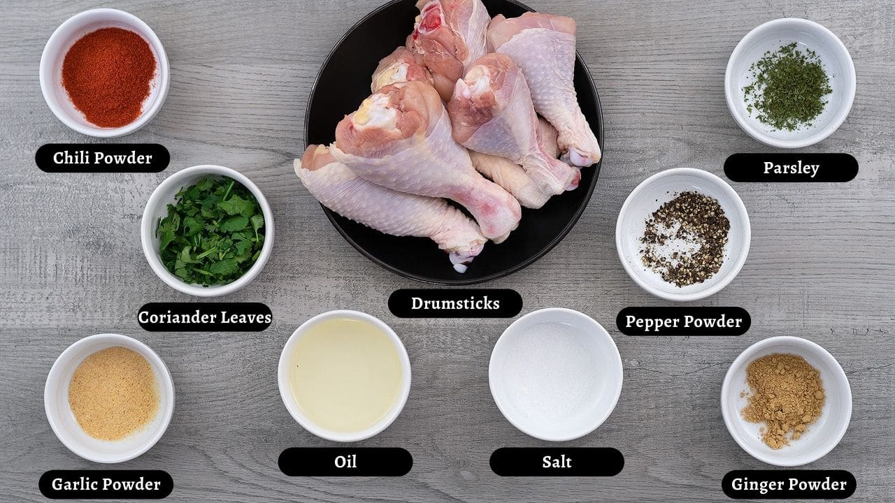 Chicken Drumsticks Recipe Ingredients on a table