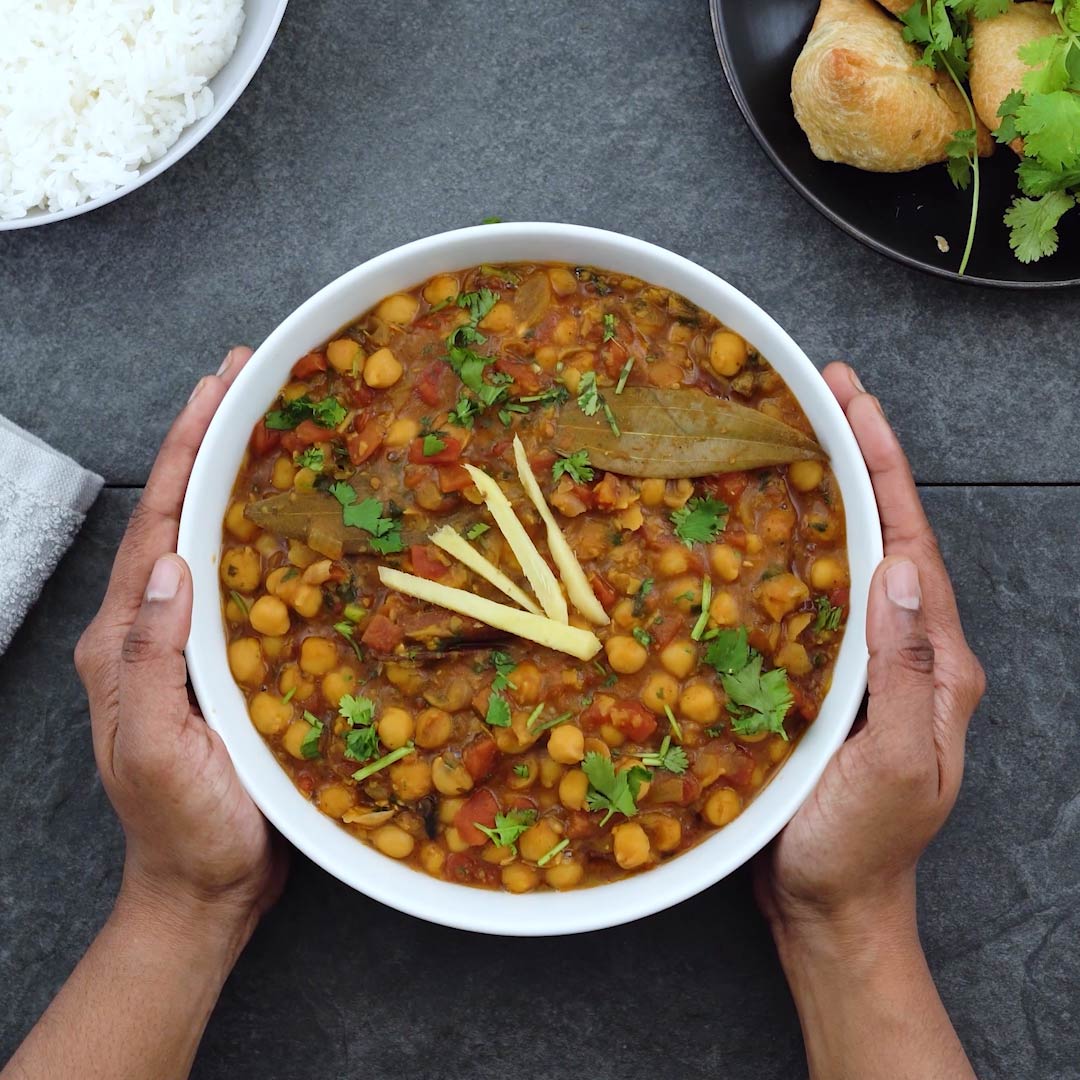 Serving Chole in a bowl