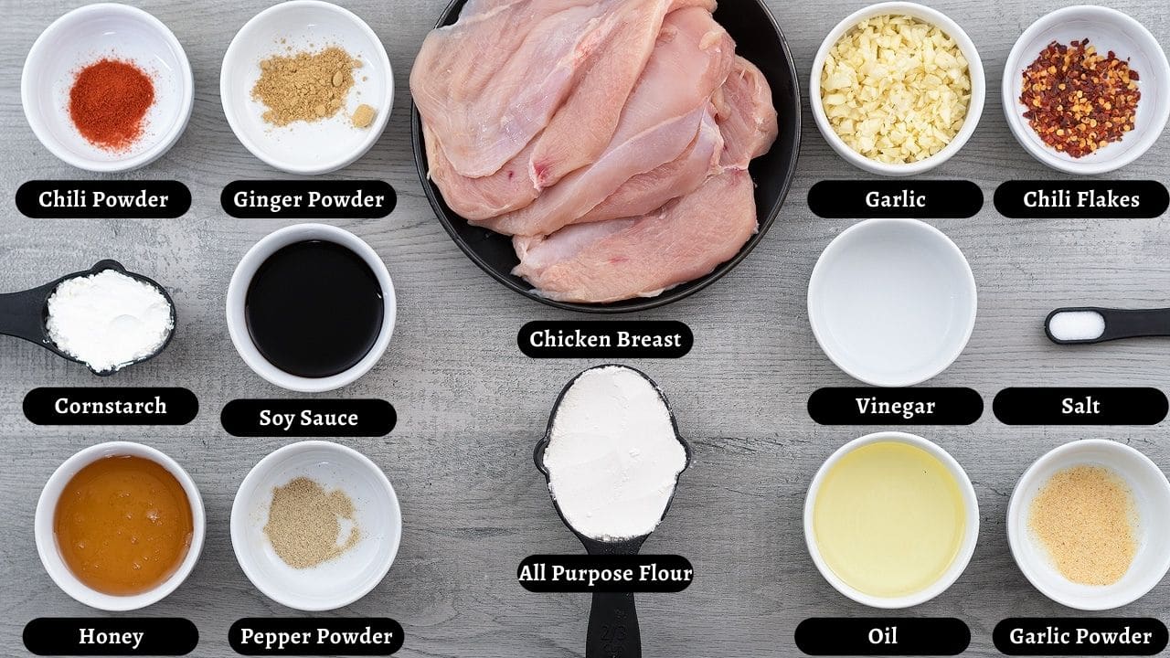 Honey Garlic Chicken Recipe ingredients on a table