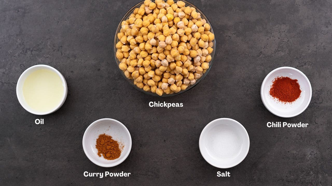 Roasted Chickpeas ingredients placed on a table